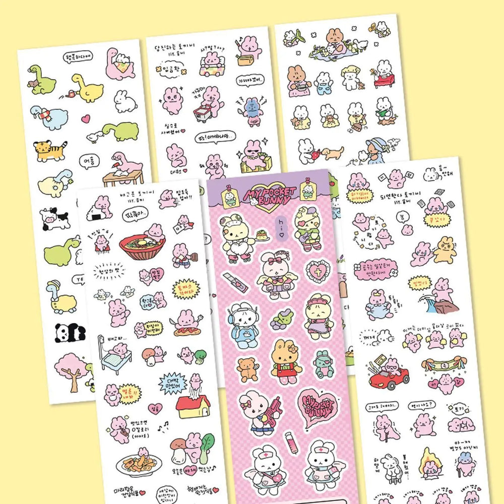 Hand Drawn Graffiti Rabbit Stickers | Cute Bunny Decals for Journaling