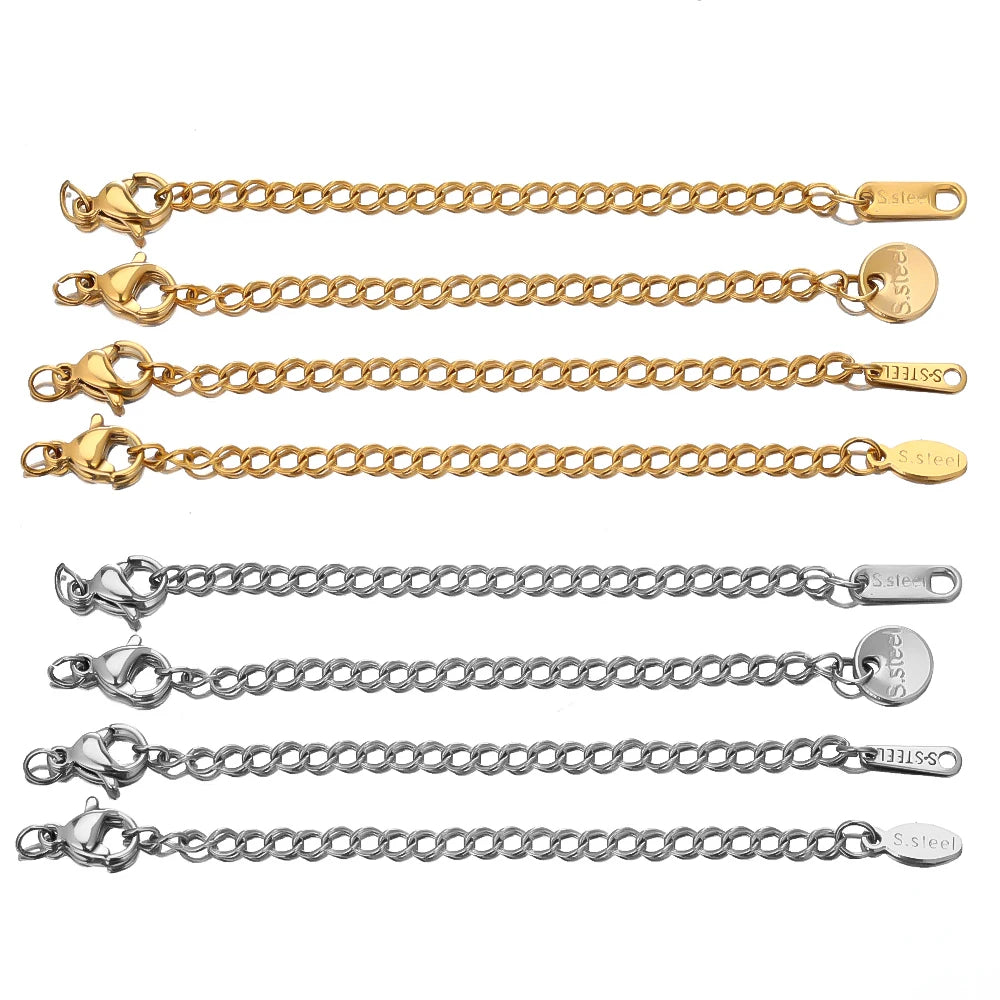 10pcs Stainless Steel Extension Chains with Lobster Clasps | DIY Jewelry Findings additional angle