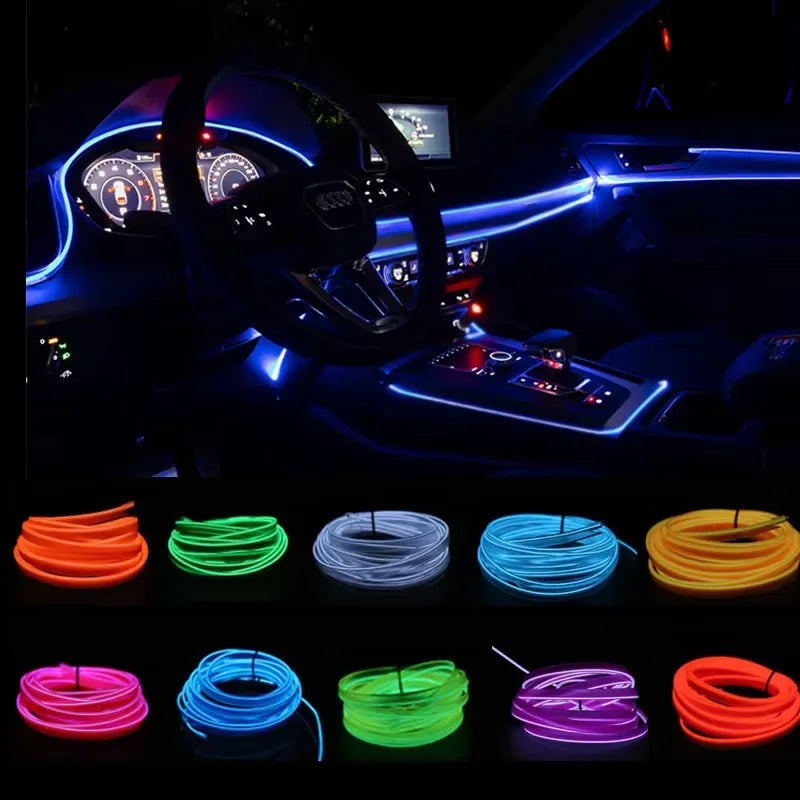 Blue EL Wire Car Atmosphere Light | 5m Flexible Neon Strip for DIY Interior lifestyle view