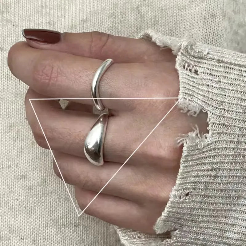 VENTFILLE 925 Sterling Silver Rings INS Fashion Hip Hop Vintage Couples Hollow Lines alternate view