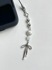 Acubi Y2K Phone Charms, Chrome Dainty Phone Accessories, Handmade Beaded Keychain, Cyber detail view