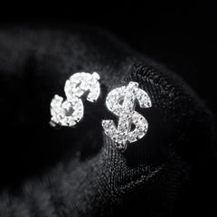 Stainless Steel Zircon Dollar Stud Earrings for Men Women Piercing Earrings Jewelry for detail view