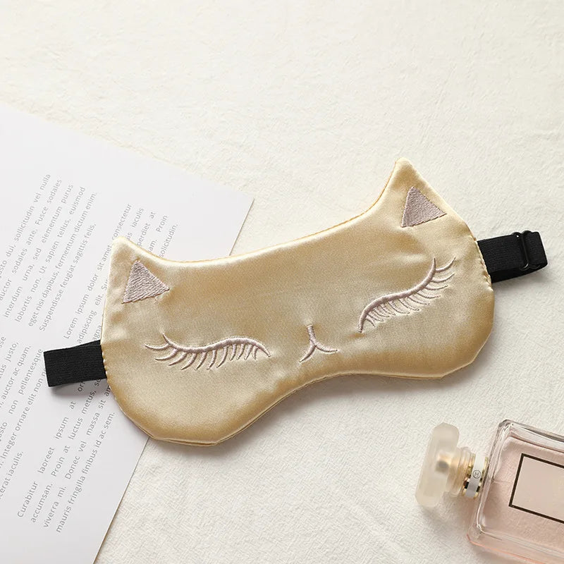 Cat Silk Sleep Eye Mask | Cute Light Blocking Eye Cover for Travel and Nap lifestyle view