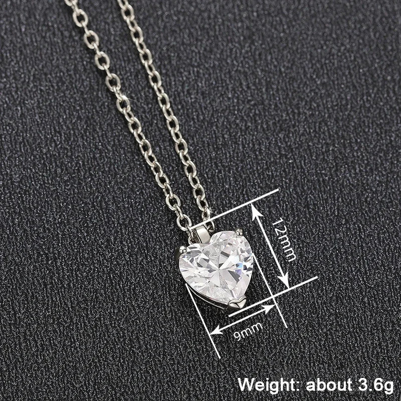 Huitan Sweet Heart Women Pendant Necklace for Wedding Engagement Anniversary Romantic close-up view