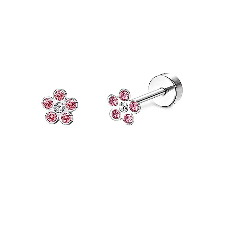 2pcs/lot 20G Star Heart Butterfly Stud Earring for Women Stainless Steel Crystal Ea additional angle