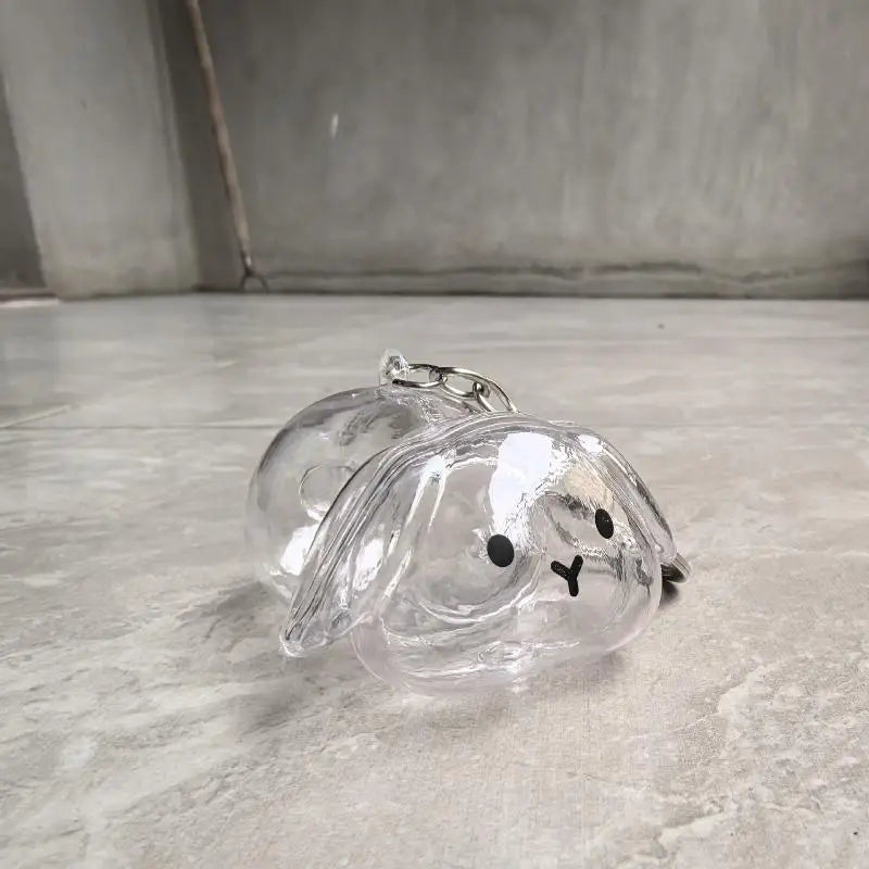 Cartoon Pet Hair Memorial Transparent Storage Box Keyring Cute Animal Rabbit Fur Orga lifestyle view