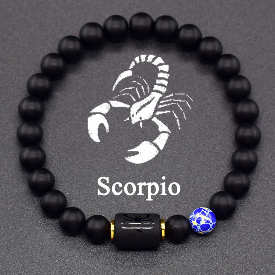 12 Zodiac Sign Bracelet Homme Constellation Bangle Natural Yellow Tiger Eye Stone H additional angle