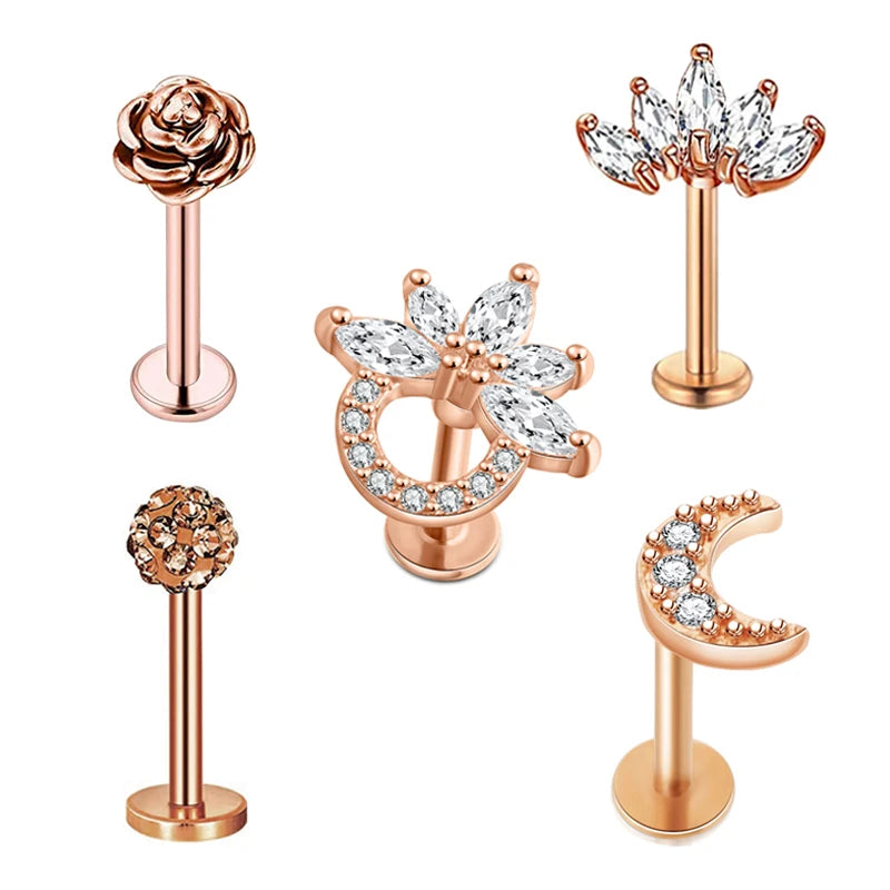 5pcs Tragus Stud Earring Set | Heart CZ Cartilage Piercing Jewelry lifestyle view