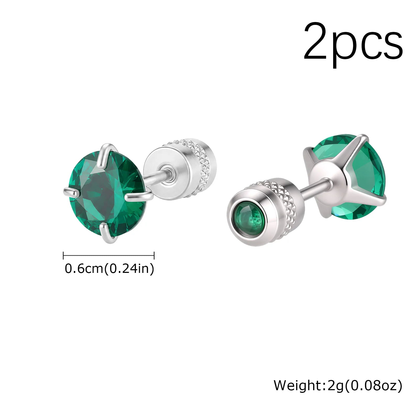 CZ Stud Earrings for Men Women,Hypoallergenic Stainless Steel Round Cubic Zirconia additional angle