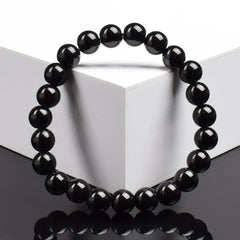 Natural Black Agates Beads Bracelet Women Men Genuine Black Onyx Natural Stone 6mm 8mm S detail view