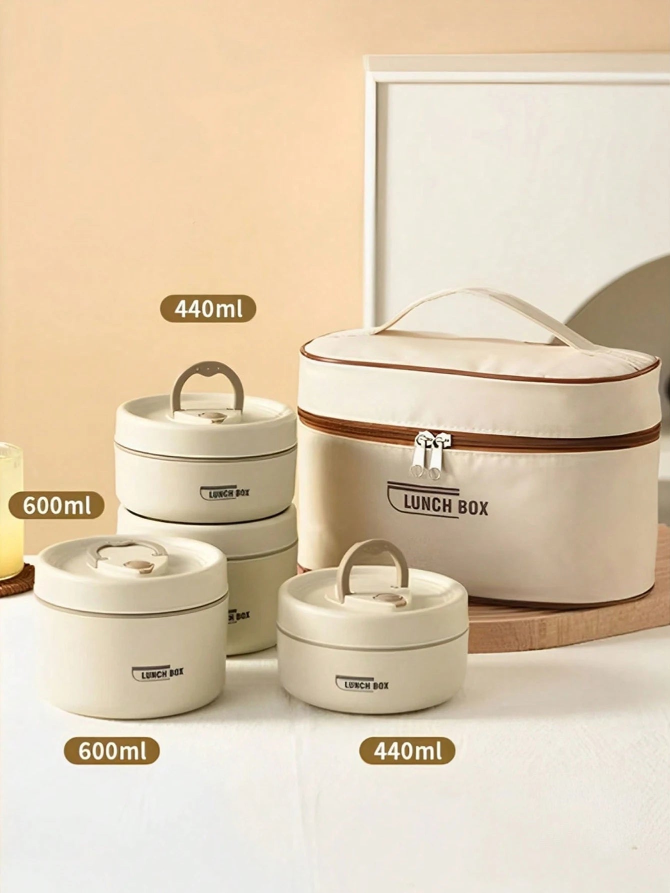 Portable Insulated Food Lunch Container Set | Thermal Lunch Box with Stackable Bowls