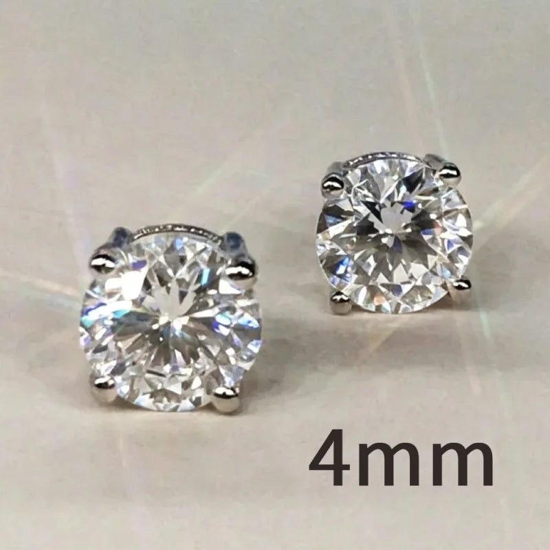Huitan Round Cubic Zirconia Crystal Stud Earrings Women/Men Daily Wear Accessories additional angle