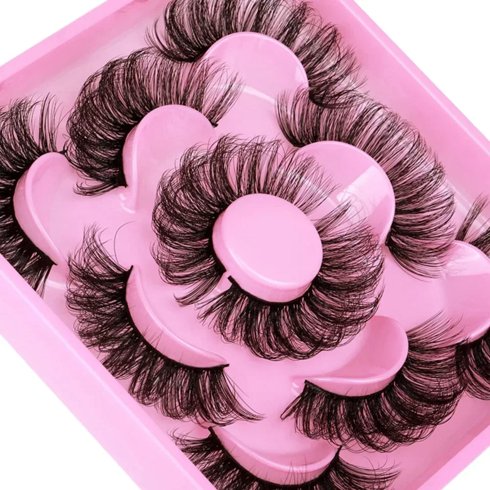 5 Pairs Russian Strip Lashes Fluffy Mink Lashes 3D False Eyelashes Russian Volume Eye lifestyle view