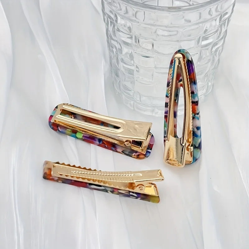 3pcs/set Acetate Hollow Water Drop Long Strip Hairpin Simple Duck Beak Clip Broken Hair detail view