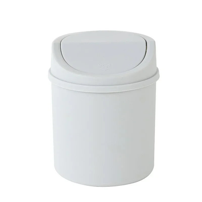 Mini Waste Bin Trash Can Desktop Garbage Basket Table Roll Swing Lid Small Scissors Pencil Household Office Storage Accessories