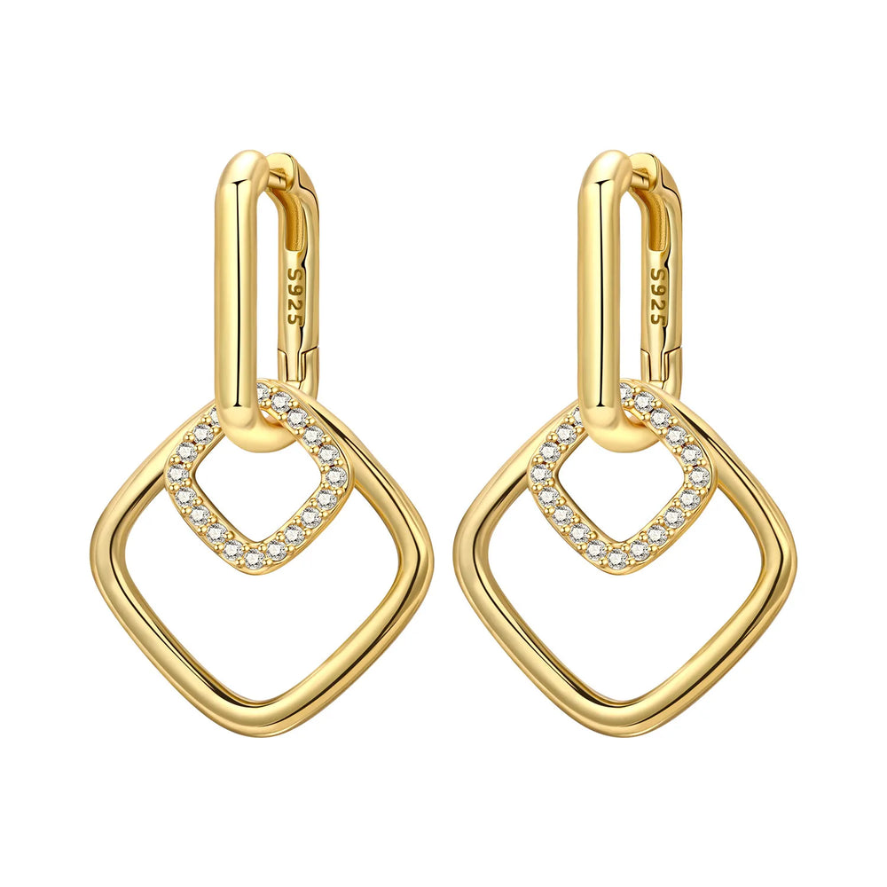 Orstarry S925 Sterling Silver 18k Gold Modern Square Earrings Hoop Earrings For Women Je detail view
