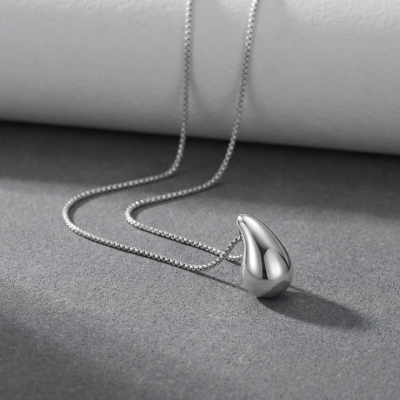 Fashion Waterdrop Pendant Necklace | Stainless Steel Snake Chain Jewelry Gift