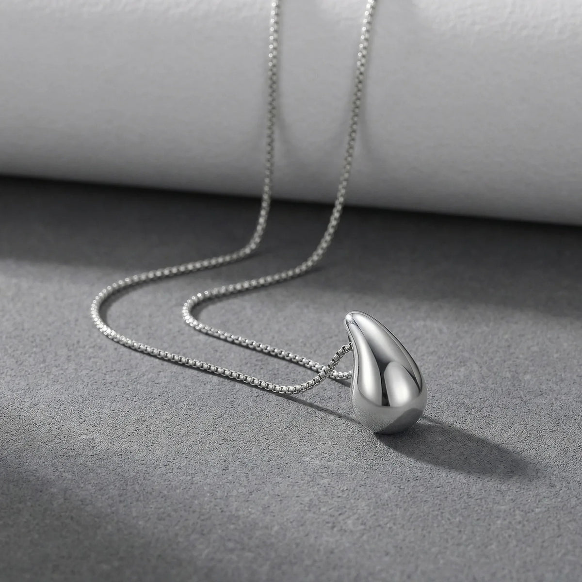 Fashion Waterdrop Pendant Necklace | Stainless Steel Snake Chain Jewelry Gift