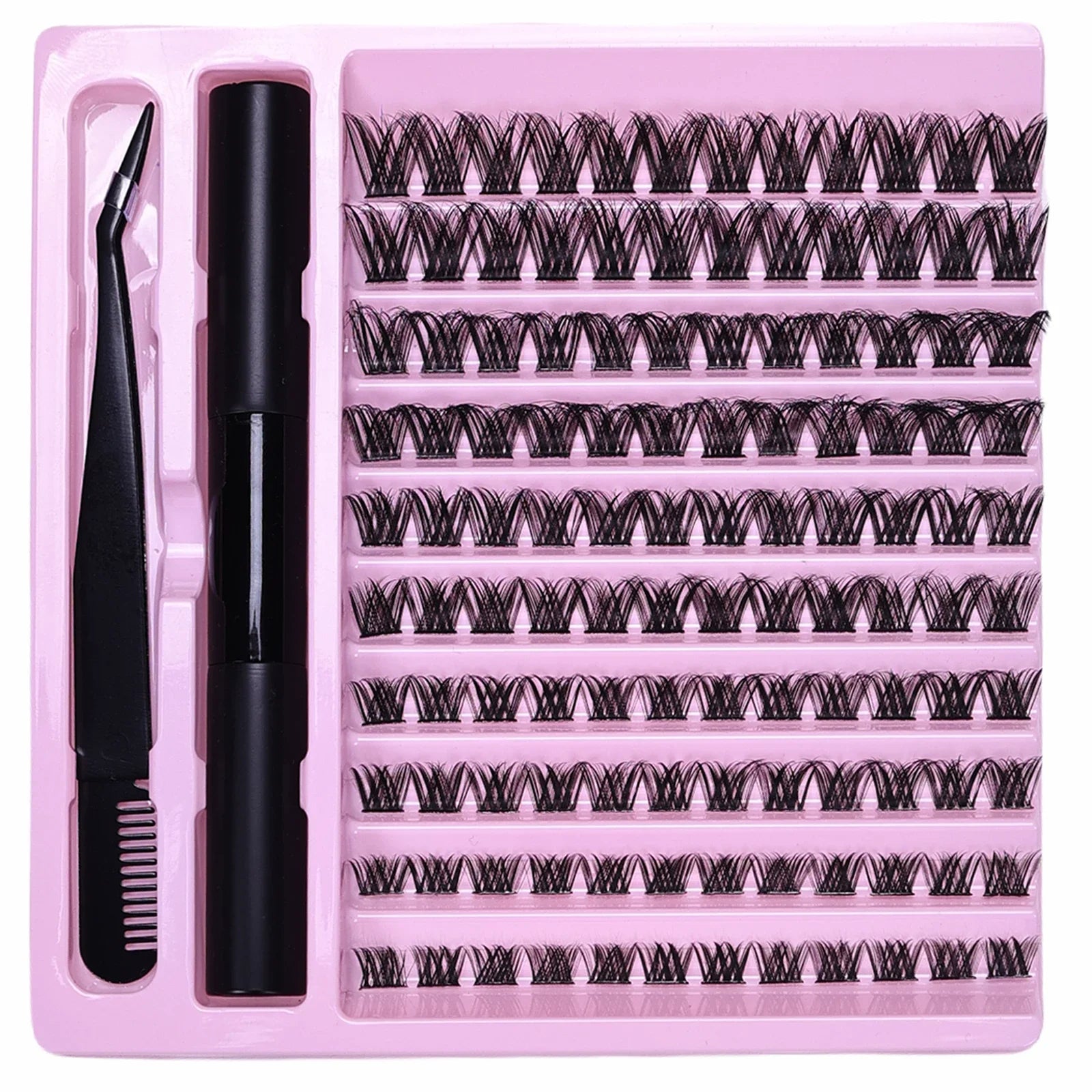 DIY Eyelash Extension Kit Lash Clusters D Curl with Bond and Seal Lash Tweezers Ind additional angle