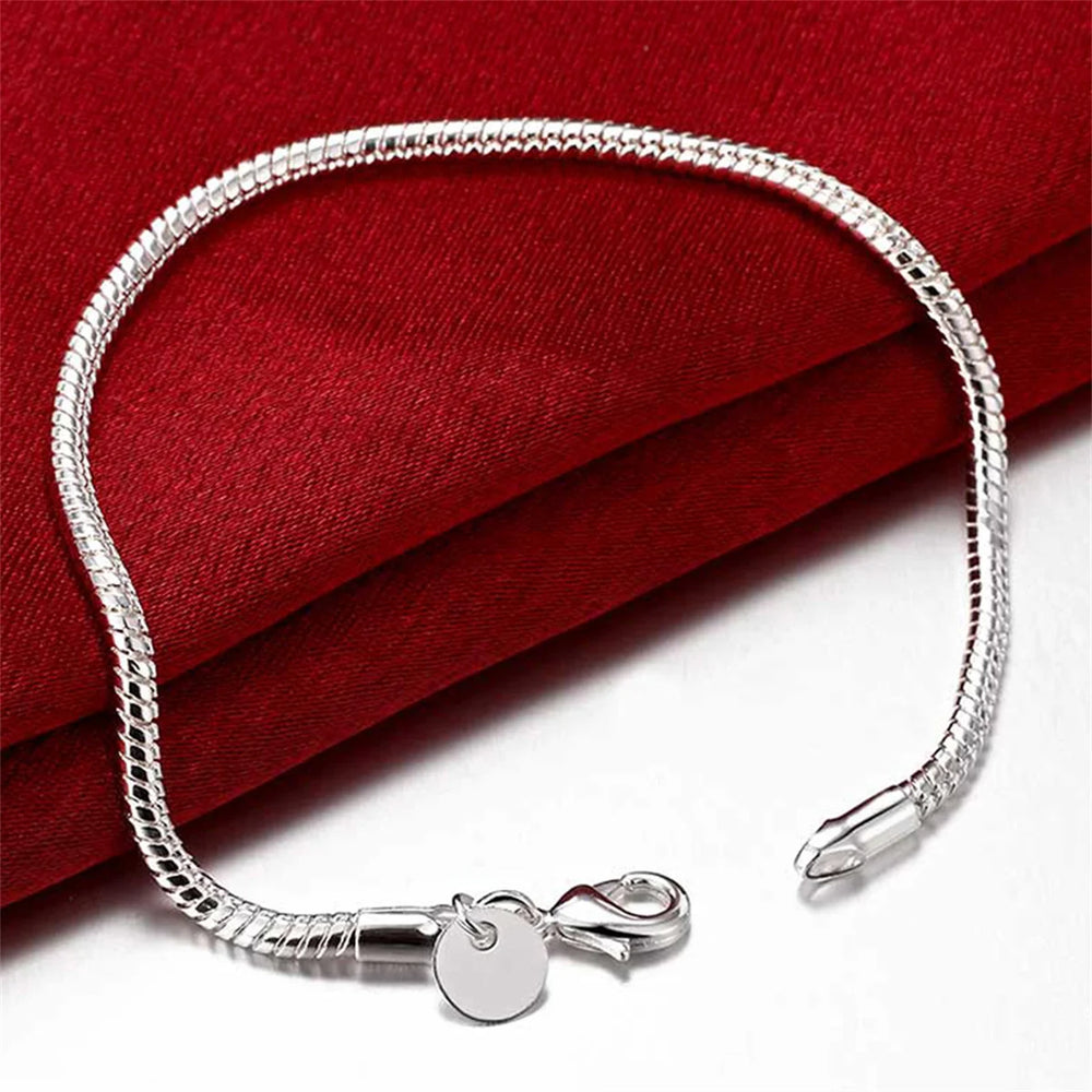 Sterling Silver Snake Chain Bracelet 3mm | DIY Jewelry Gift for Women detail view