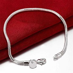 Sterling Silver Snake Chain Bracelet 3mm | DIY Jewelry Gift for Women detail view