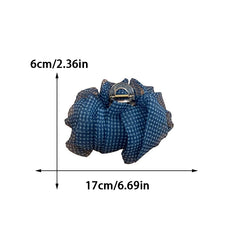 Plaid Blue Seersucker Hair Clip for Woman Elegant Temperament Shark Clip Fashion Girl Back of The Head Ponytail Clip Hair Clamp