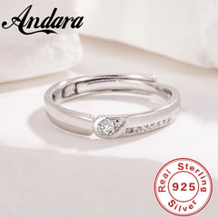 Real 925 Sterling Silver Rings Open Design 925 Sterling Silver Aaa Zirconia Adjustable R detail view