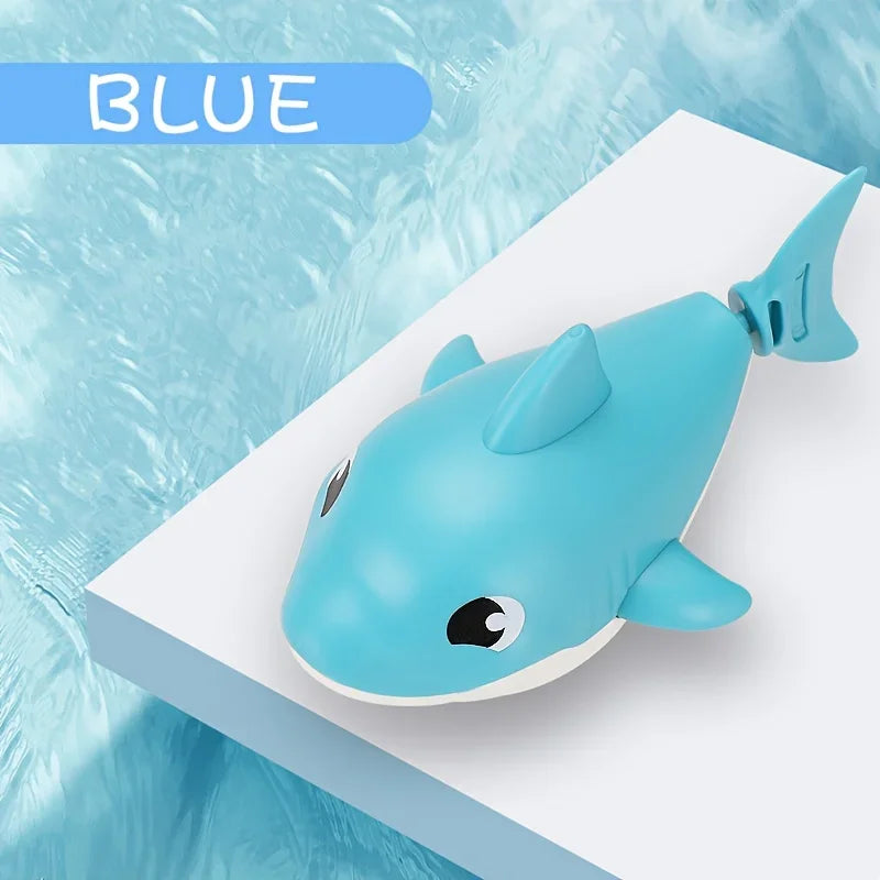 1pc Summer hot new cartoon shark baby water play toy with wind up chain, outdoor beach close-up view
