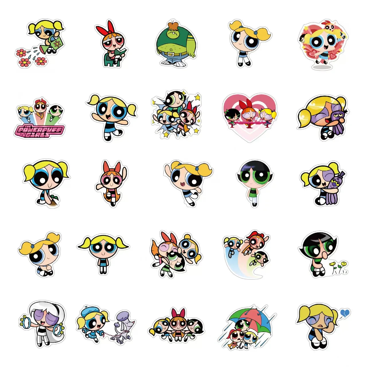 50 PCS Powerpuff Girls Graffiti Waterproof Sticker Set | Luggage, Laptop, Helmet Decor detail view