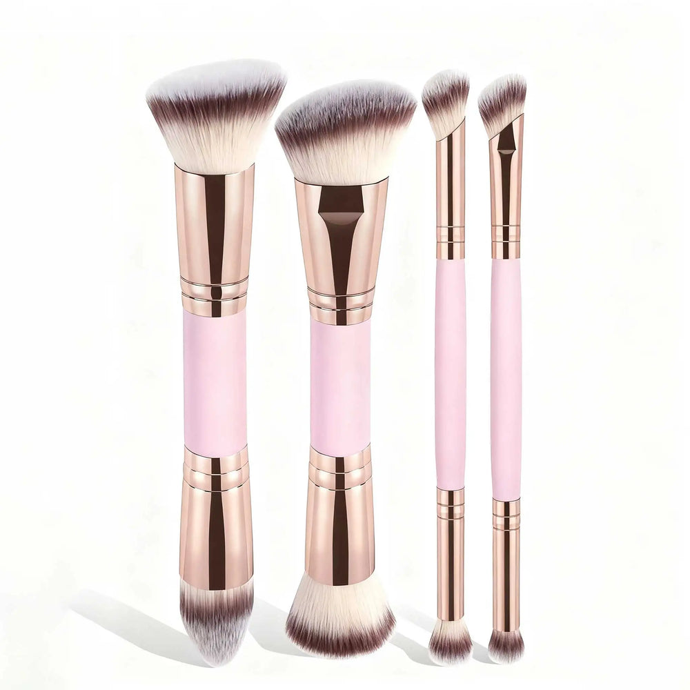 4pcs Basic Makeup Brushes Set with Box | Dual-ended Travel Kit for Beginners close-up view
