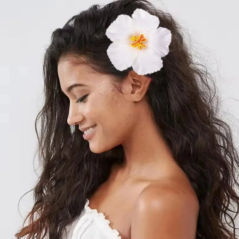 Hawaiian Flower Hair Clips for Summer | 2 or 5 Pack Tropical Hair Accessories alternate view