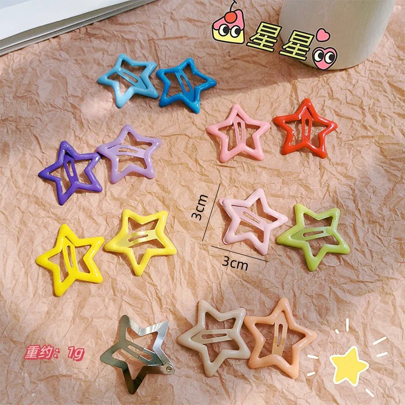10pcs Colorful Star BB Hair Clips Girls Y2K Cute Star Barrettes Women Simple Metal additional angle