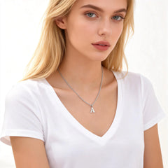 26 Letters A-Z Initial Pendant Necklaces for Women,Alphabet Pendant Rolo Chain Necklac close-up view