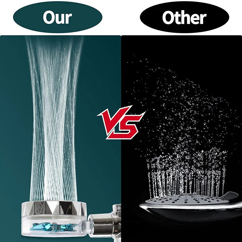 360 Degrees Rotation Turbo Fan Shower Head High Pressure Water Saving Spray Adjustabl lifestyle view