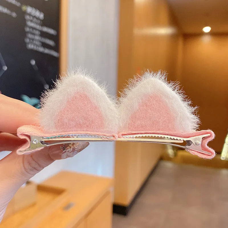 2Pcs/Set Cute Rabbit Ears Hair Clips for Baby Girls Handmade Kawaii Hairpins Barrettes Headwear Hair Styling Accessories for Kid