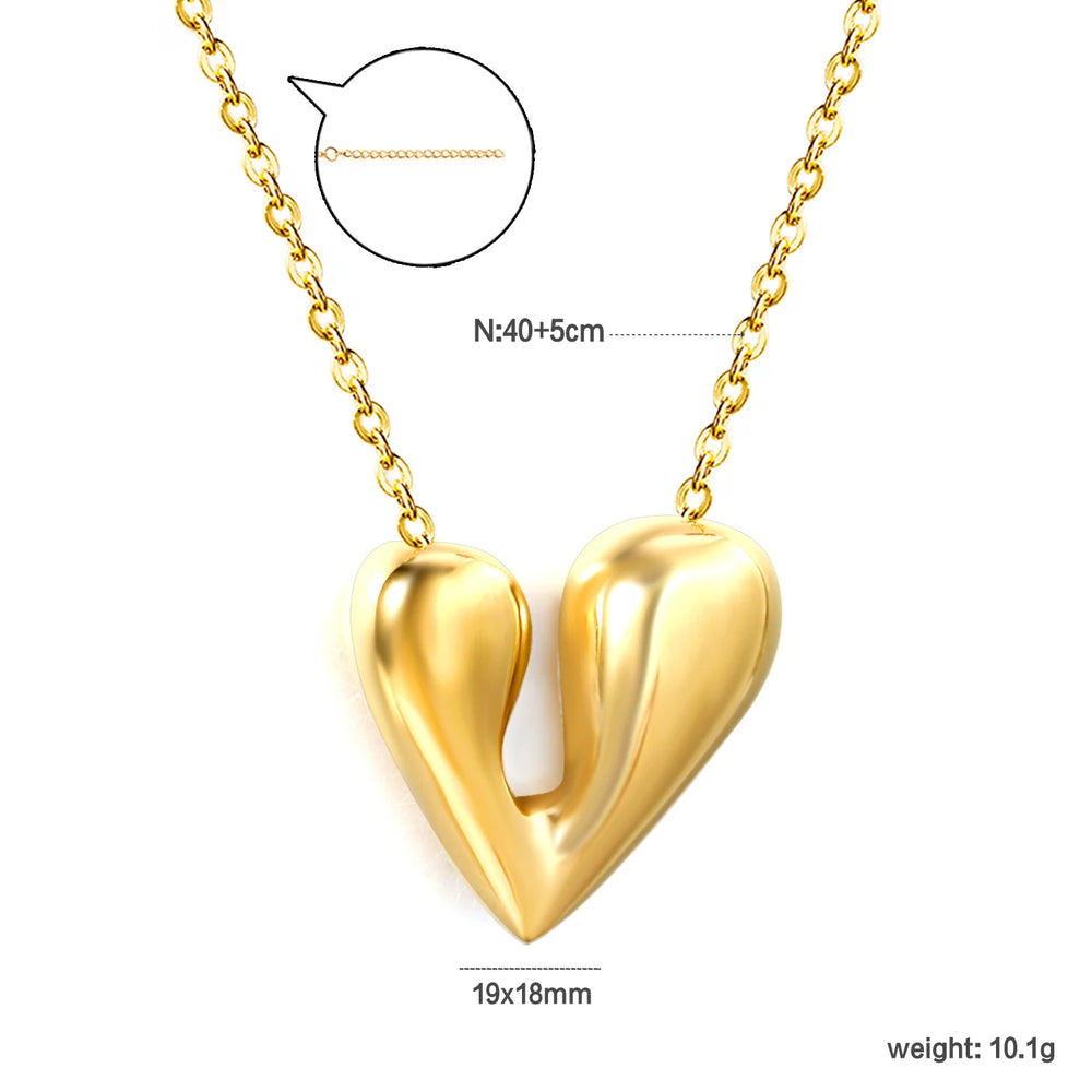 ASONSTEEL Heart Pendant Necklace | Romantic Gold Stainless Steel Choker for Women additional angle