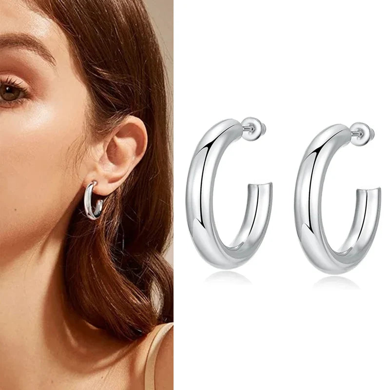 Geometric Metal Hoop Earrings for Women | Trendy Fashion Jewelry Set lifestyle view