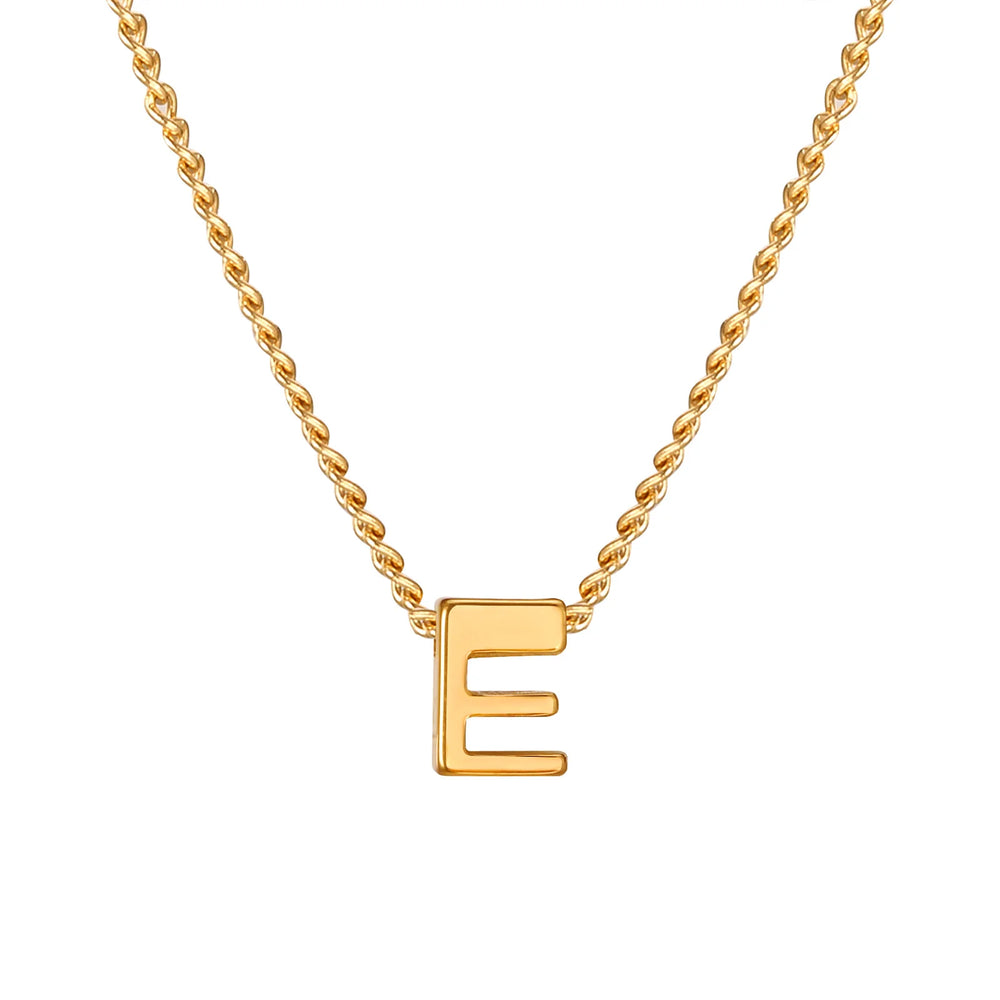 Vnox Chic Tiny A-Z Letters Necklaces for Women Girls, Gold Color Stainless Steel Initi close-up view