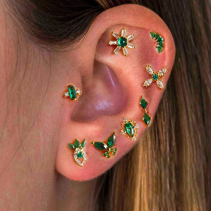 Butterfly Green Stud Earrings Women Stainless Steel alternate view