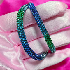 Y2K Blue Crystal Hoop Earrings Korean Fashion Charms Circular Ring Earrings for Women Pu detail view