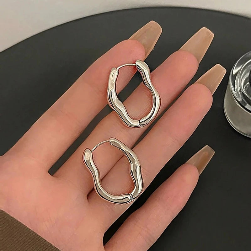 Geometric Metal Hoop Earrings for Women | Trendy Fashion Jewelry Set detail view