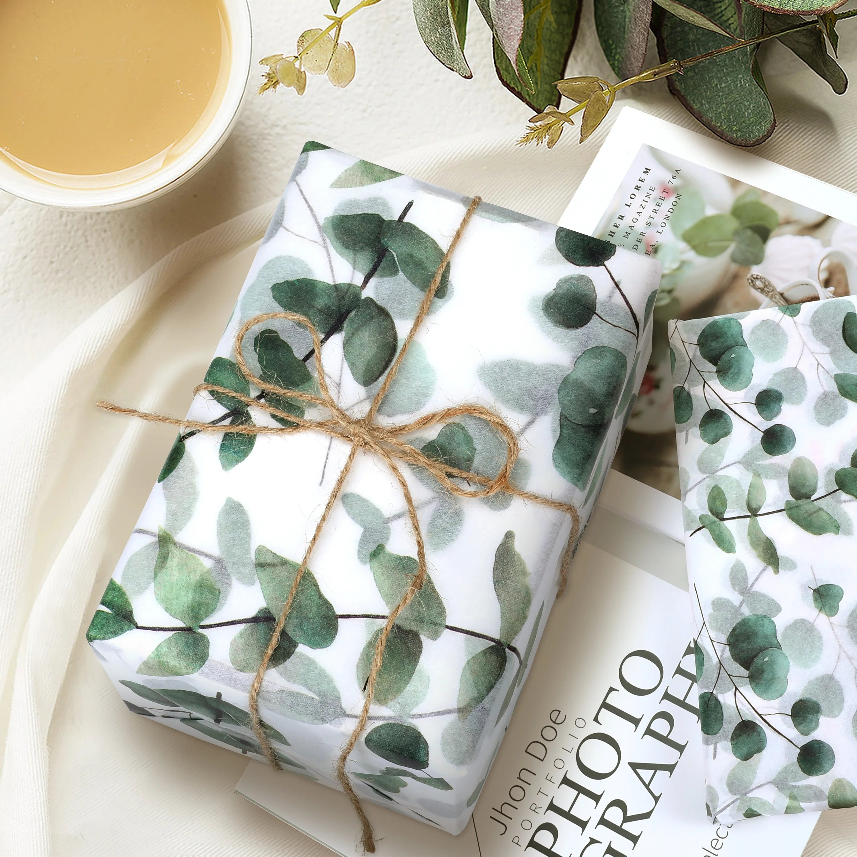 50/20sheets Eucalyptus & Snow Pear Tissue Paper - For Christmas Wrapping Paper Gift Wrap detail view