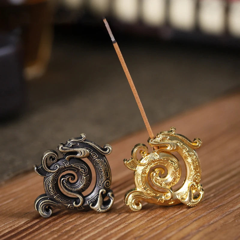 Dragon Turtle Incense Holder | Brass Alloy Incense Burner with Snail Sculpture detail view