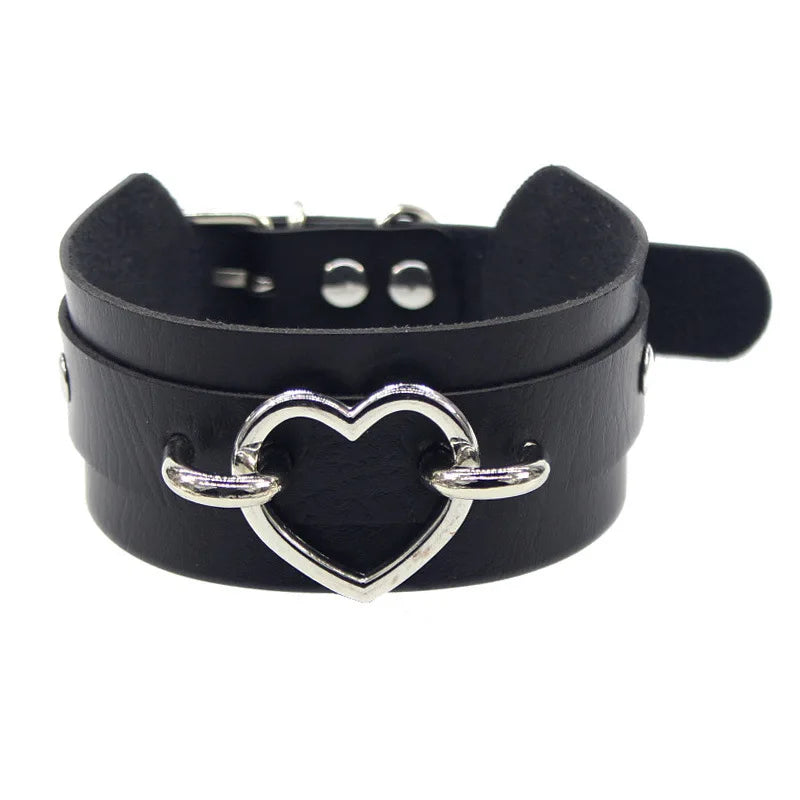 Pink Harajuku Gothic Spike Rivet Star Necklaces Collares Hip Hop Rock Black Bowknot PU L detail view
