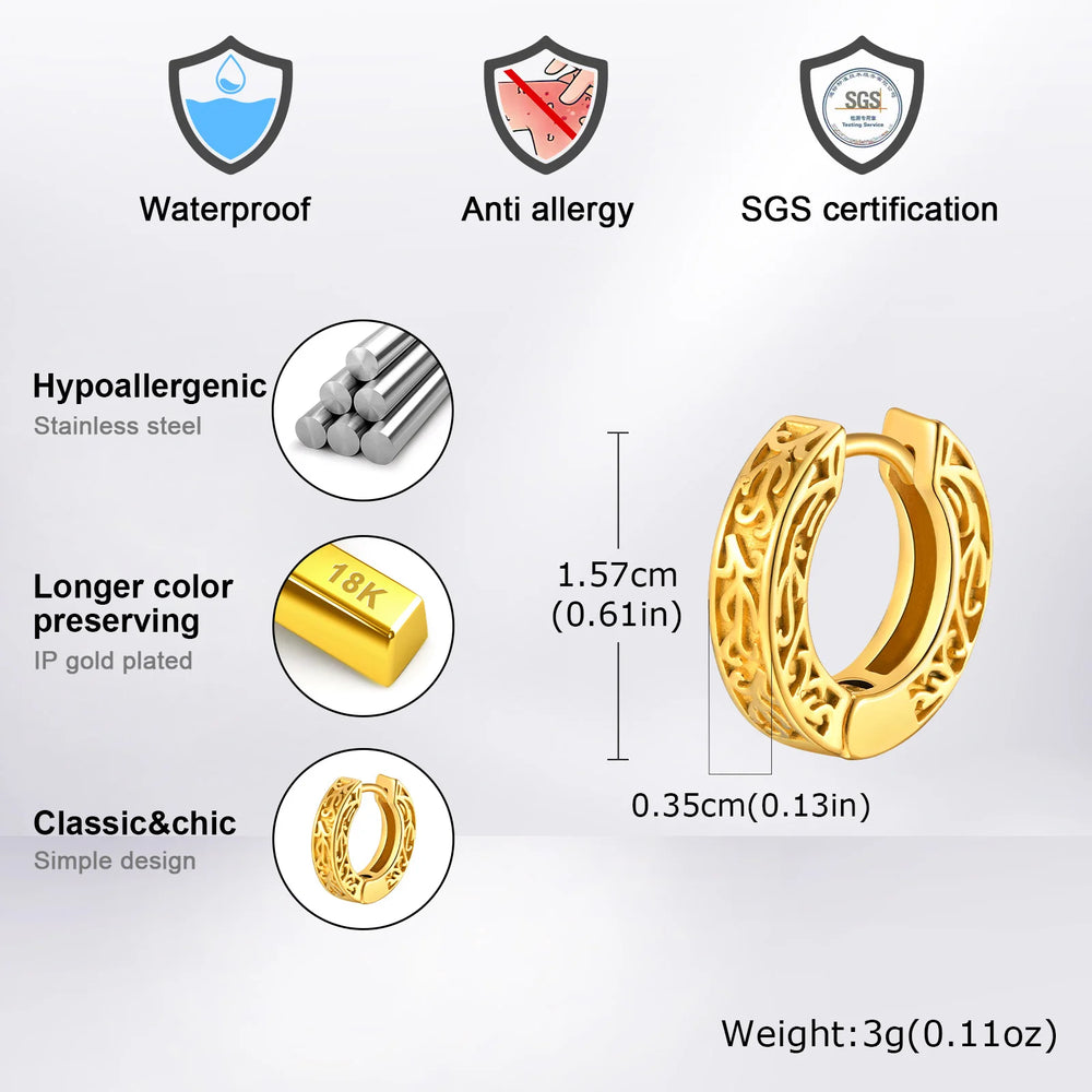 Totem Hoop Earrings for Men and Teens | Hypoallergenic Stainless Steel Huggies lifestyle view