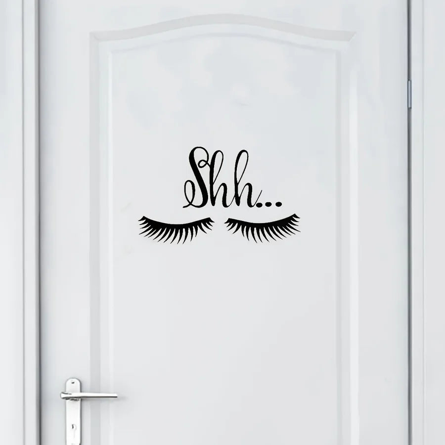 Shh Eyelash Vinyl Decal | Removable Baby Sleeping Wall Sticker