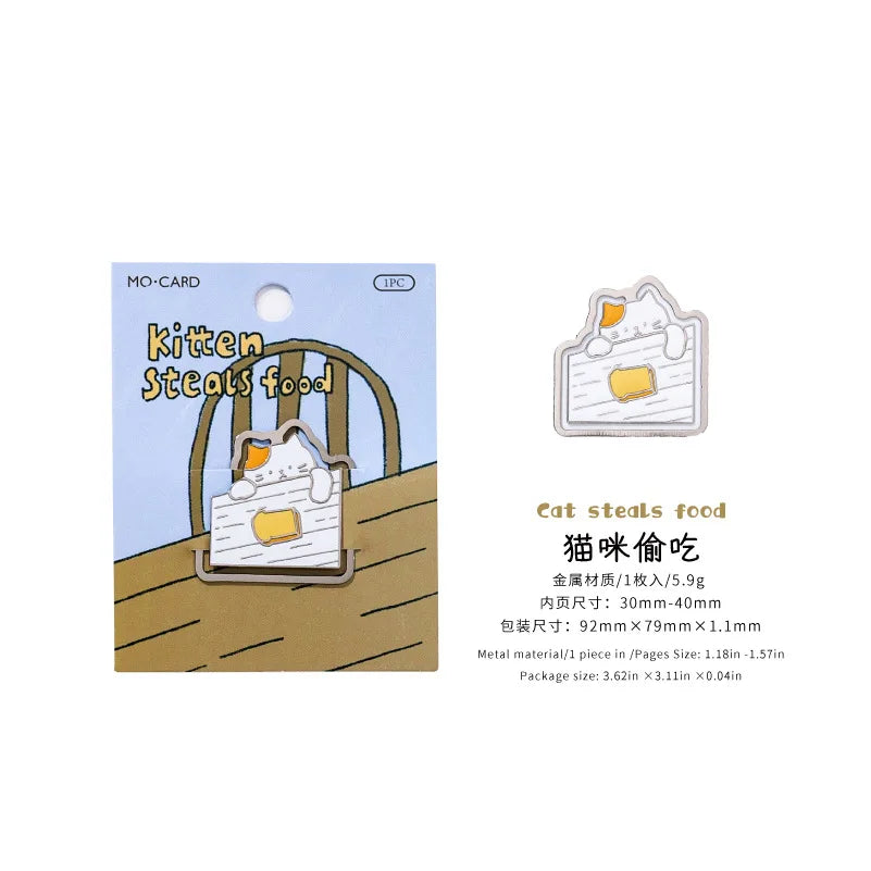 1 Piece Metal Bookmark Cat Life Cute Cartoon Page Clip for Reading Student Gift Book alternate view