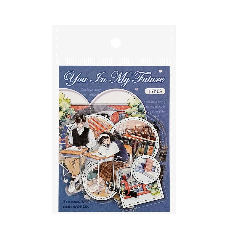 15 Pcs PET Character Sticker Set for Journaling | Die-Cut Scrapbook Decoration Sticke lifestyle view