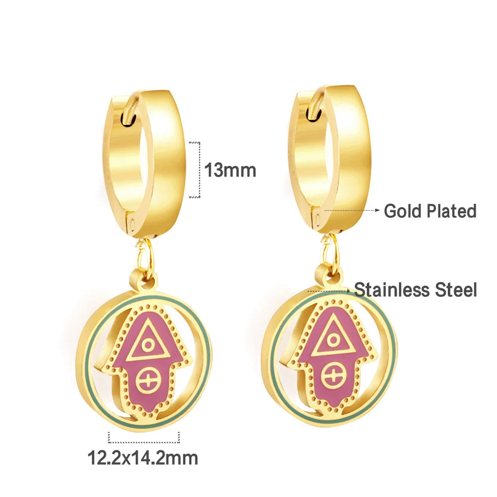 LUXUSTEEL Golden Animal style Women's Hoop Earrings Stainless Steel Earring Panda Din lifestyle view