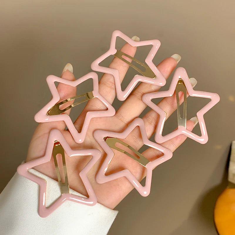AWAYTR 5 Pcs Hollowed Star Hair Clips Star Snap Hairpins Sweet Headpiece Hair Barrettes Hair Accessories for Girls Dropship